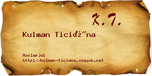 Kulman Ticiána névjegykártya